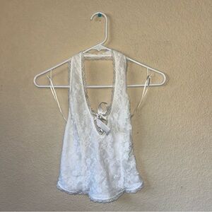 XXS Tillys white lace halter top with tie able bow in front